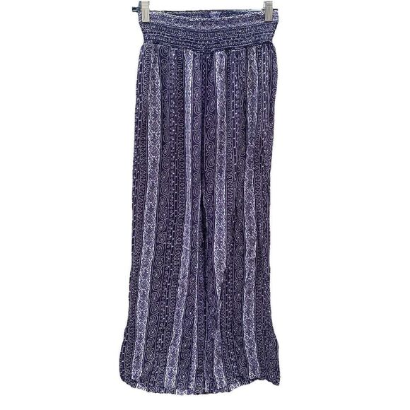 CABI Villa Palazzo Navy Blue Wide Leg Smocked Waist Pants S 5704 Boho - Picture 5 of 10